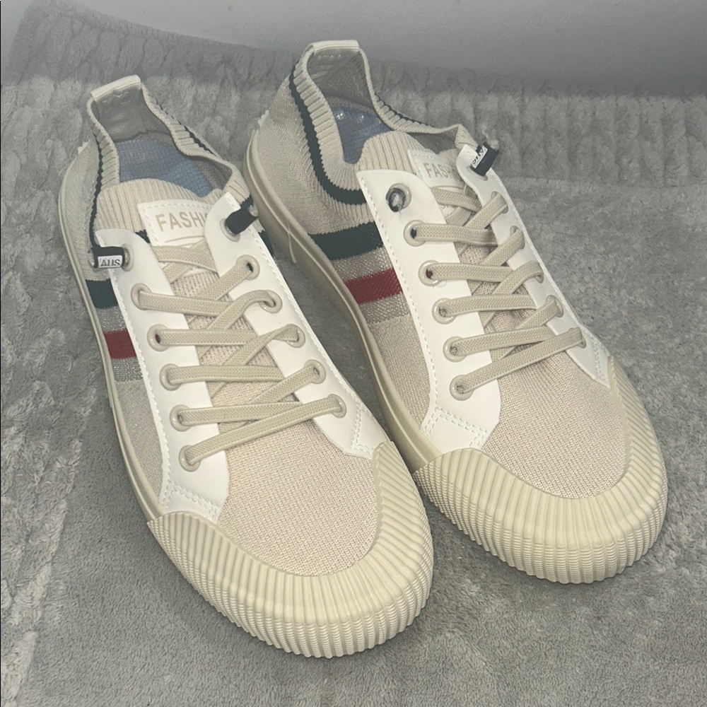 Ao kloa Ash Beige and Red Men's Sneakers
